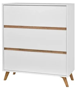 Comodă Barbara K3SZ WL04 (Alb + Alb + stejar craft auriu). 1059079
