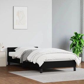 Cadru de pat cu tablie, negru, 100x200 cm, piele ecologica Negru, 100 x 200 cm