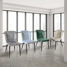 PAZZO DESIGN Set de 4 scaune Simona din catifea verde cu picioare metalice | Aosom Romania