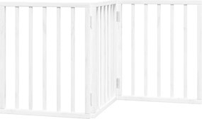 vidaXL Poartă pentru câini pliabilă, 3 panouri, alb, 150 cm, lemn plop