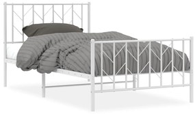 374498 vidaXL Cadru de pat metalic cu tăblie de cap/picioare  alb, 100x190 cm