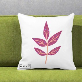 Perna Decorativa Ramura Botanica Mov, 40x40 cm, Alba Mata, Husa Detasabila, Perna Inclusa, BEKZ®