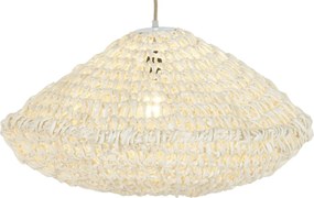 Lustră suspendată din fibre naturale împletite, natur, 35 x 65 cm, „Conches”
