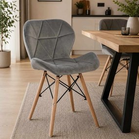 Scaun de bucatarie cu cadru din lemn tapitat cu catifea BUC 241V gri