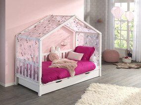 Set DALLAS în alb este format dintr-un Pat copii Vipack cu gard (90 x 200 cm), un sertar și un set textil.