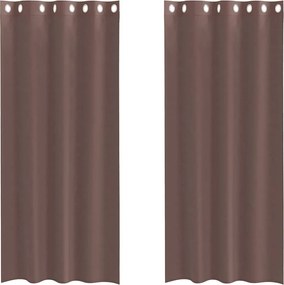 vidaXL Perdele Voile cu Oelii 2 buc Maro 140x245 cm