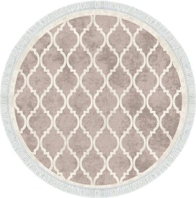 Covor, 100x100 cm, forma rotunda, poliester, crem/maro, ALN400601KR17