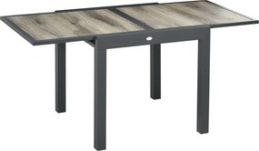 Outsunny Masă de Grădină Extensibilă 80/160x80x75 cm, Masă de Dining pentru 6 Persoane Dreptunghiulară din Aluminiu cu Blat din Plastic, pentru Terasă, Balcon și Exterior, Bej | Aosom Romania