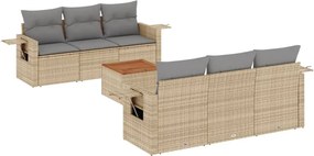 vidaXL Set canapele de grădină, 7 piese, cu perne, bej, poliratan