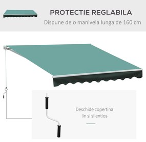 Outsunny Copertina de Soare pentru Exterior, din Aluminiu si Poliester, 295x250cm, Verde | Aosom Ro