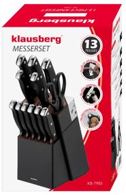 Set cuțite Klausberg KB 7985, 13 piese, Oțel inoxidabil, Mâner + ascuțitor, Negru