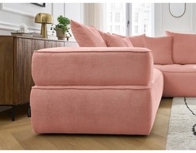 Colțar roz cu tapițerie din chenille (cu colț pe partea dreaptă/în formă de ”L”) Whesley – Bobochic Paris