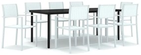 3099262 vidaXL Set mobilier pentru grădină, alb, 9 piese