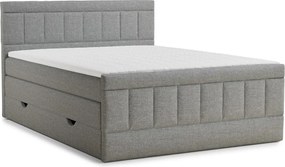 Pat boxspring gri cu spațiu de depozitare 160x200 cm Caya – Maison de Rêve