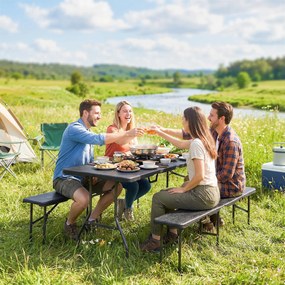Outsunny Set masă pliantă și bănci de picnic 180 cm cu mânere de transport, negru | Aosom Romania
