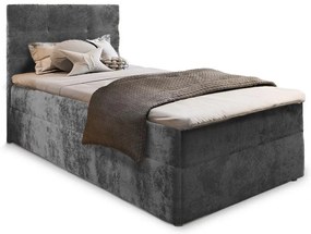 Pat tapițat boxspring GLORIEN VELVET 100x200 cm gri Saltele: Saltea cu arcuri Bonell