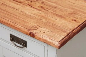 Noptiera, L46 36 H70 cm, alb antichizat natur, lemn masiv