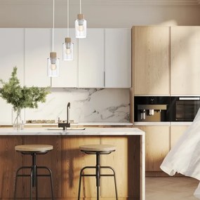 Lustră pe cablu MADERA 3xE27/60W/230V albă/lemn