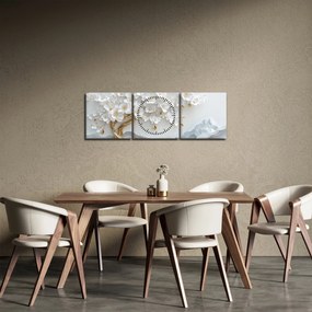 Tablou – Arborele vieții 3D elegant (cu ceas) (90x30 cm)