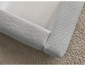 Pat matrimonial gri deschis tapițat cu spațiu de depozitare cu somieră 180x200 cm Orlane – Bobochic Paris