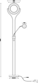 Globo 59038SD - Lampă de podea LED dimabilă EBRO 20W/230V + 4W 3000K neagră