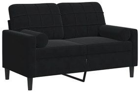 3278214 vidaXL Canapea cu 2 locuri cu pernuțe, negru, 120 cm, catifea