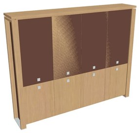 Dulap înalt Verno+ S 260 x 46 x 210 cm, uși combinate, stejar deschis / maro