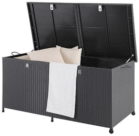 Deuba Cutie de depozitare din ratan cu roti 150 cm - neagra