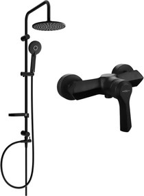 Mexen Sabre Carl set de duș montat la exterior cu panou de duș și baterie pentru duș, negru - 72140240-70