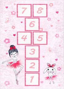 JUNIOR 51828.802 covor lavabil hopscotch, balerină pentru copii anti-alunecare - roz - SECUNDAR-COTATI PRODUSUL