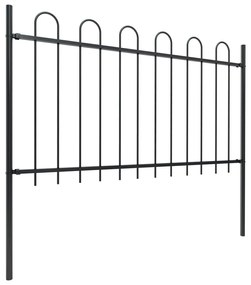 Gard de gradina cu varf curbat, negru, 13,6 x 1 m, otel 1, 1 m, 13.6 m
