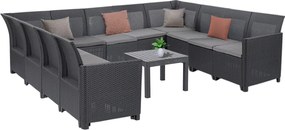 Canapea de colț Claire XIII cu 11 locuri și masă Orlando