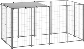 vidaXL Padoc pentru câini, argintiu, 2,42 m², oțel