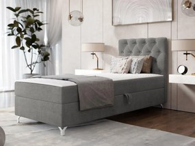 Pat de o persoană 80 cm Jenaks 1 (Gri închis) (cu somieră și saltea) (cu sp. depozitare) (S). Promo -17%. 1103577