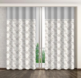 Draperie cu flori bej imprimate și margine gri deschis Lățime: 160 cm | Lungime: 250 cm
