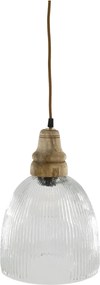 Lustra din sticla si lemn de mango, H33/D23cm, 40W
