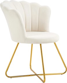 HOMCOM Fotoliu de machiaj fotoliu din catifea fotoliu de salon cu picioare din oțel 69 x 64 x 80 cm crem | Aosom Romania