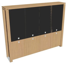 Dulap înalt Verno+ 260 x 46 x 210 cm, uși combinate, stejar deschis / negru