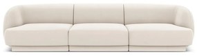 Canapea bej cu tapițerie din catifea 259 cm Miley - Micadoni Home