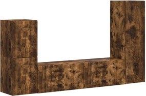 vidaXL Set comodă TV Pe perete 4 pcs Stejar fumuriu Lemn compozit