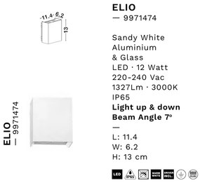 Aplica LED exterior iluminat sus si jos IP65 ELIO alb