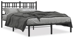 376322 vidaXL Cadru de pat metalic cu tăblie, negru, 120x200 cm