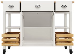 Insulă de bucătărie modernă cu laturi pliabile, Alb | Aosom Romania