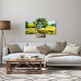 Tablou - Râu între câmpii, pictură în ulei (90x60 cm)