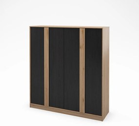 Șifonier negru/în culoare naturală cu aspect de lemn de stejar 180x197,5x53 cm Dennis – Marckeric