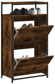 vidaXL Pantofar, stejar fumuriu, 60x34x112 cm, lemn compozit