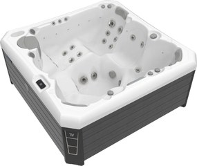 Minipiscina Malaga Life Deluxe alb lucios, Wellis, sistem stereo myMusic, 6 locuri, 218   218 cm