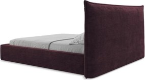 Pat matrimonial violet tapițat cu spațiu de depozitare cu somieră 140x200 cm Esala – Makamii