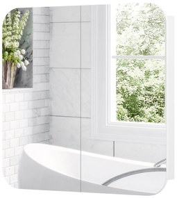 HOMCOM Dulap de perete pentru baie cu oglindă arcuită mobilier pentru baie rafturi reglabile uși oglindă 68 x 13 x 66 cm alb | Aosom Romania