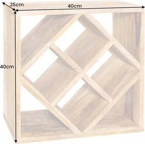 Raft pentru sticle vin/ Masuta laterala CUBUS 40cm mango A-43294 VC